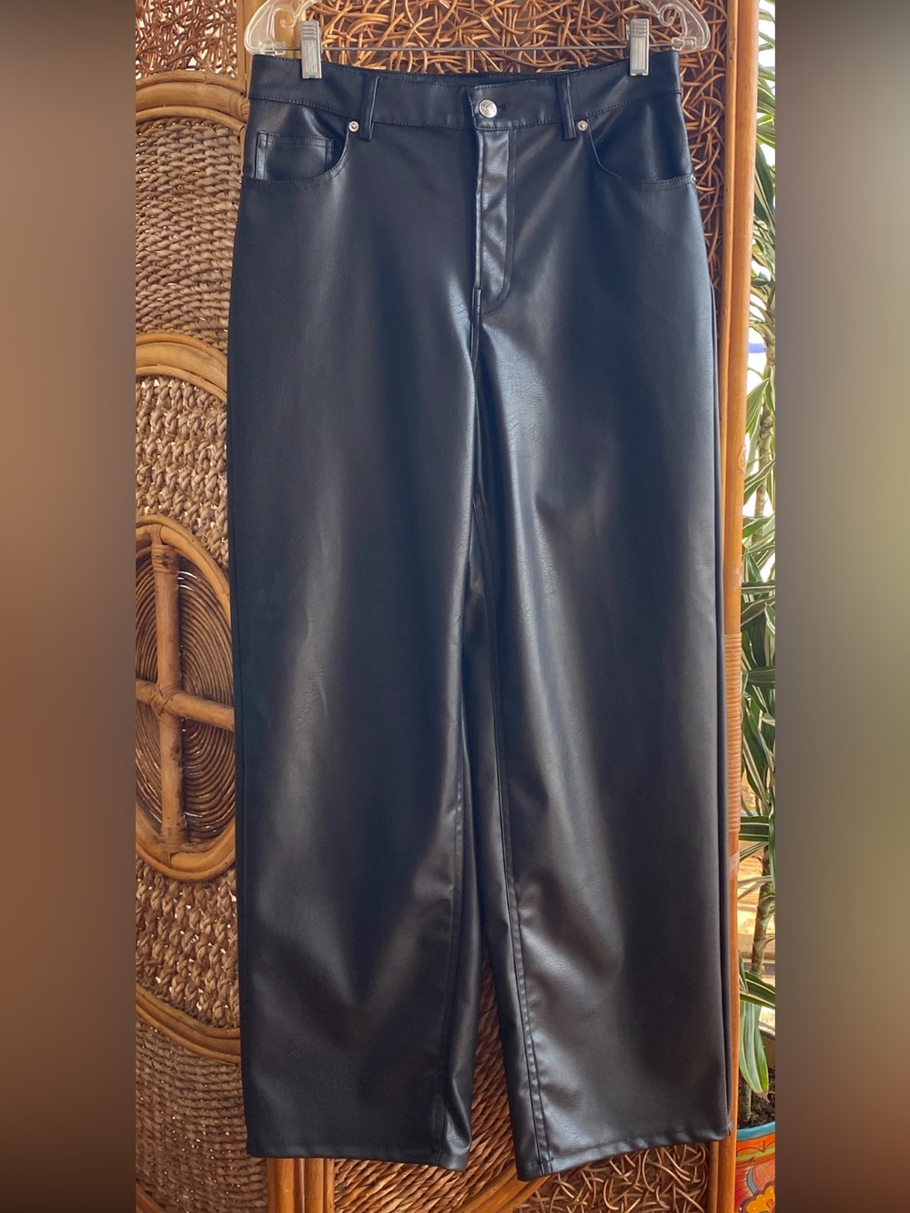 Divided H&M Black Faux Leather Women's Trousers New Condition